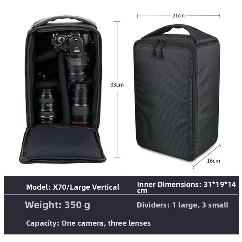 Taška DSLR fotoaparátu s vodeodolnou vnútornou výstelkou, sametová výstelka, károvaný vzor, extra hrubá, proti pádu