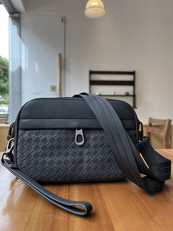Prius muška crossbody torba od mikrovlaknenog kože s tkanom teksturom, vodootporna, lagana, velika kapaciteta