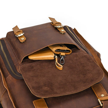 Rucsac pentru DSLR din piele naturală, model 1828, compatibil Nikon/Canon, curele cu pernă de aer, căptușală interioară detașabilă