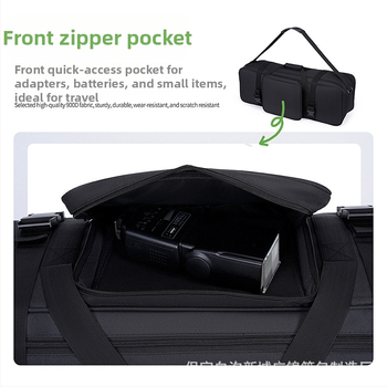 Taška pre fotokit s tromi stojanmi na osvetlenie, set troch svetiel, Oxford látka, crossbody taška na fotoaparát so zipsom