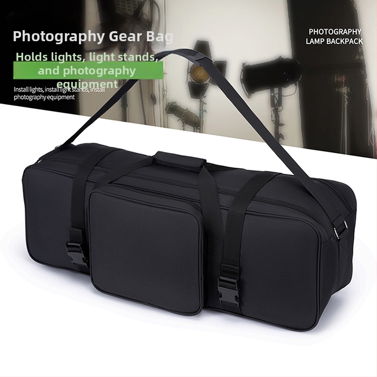 Taška pre fotokit s tromi stojanmi na osvetlenie, set troch svetiel, Oxford látka, crossbody taška na fotoaparát so zipsom