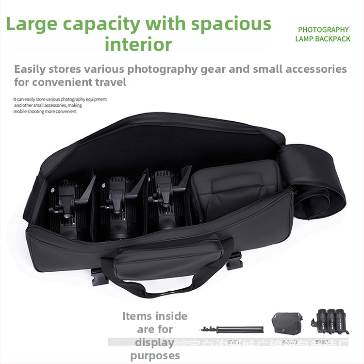 Taška pre fotokit s tromi stojanmi na osvetlenie, set troch svetiel, Oxford látka, crossbody taška na fotoaparát so zipsom