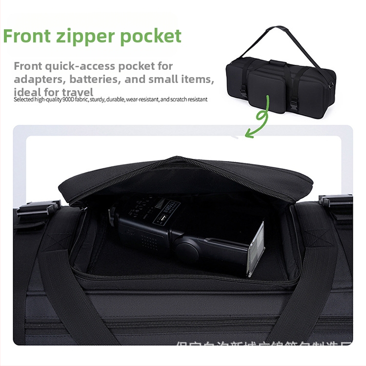 Taška pre fotokit s tromi stojanmi na osvetlenie, set troch svetiel, Oxford látka, crossbody taška na fotoaparát so zipsom