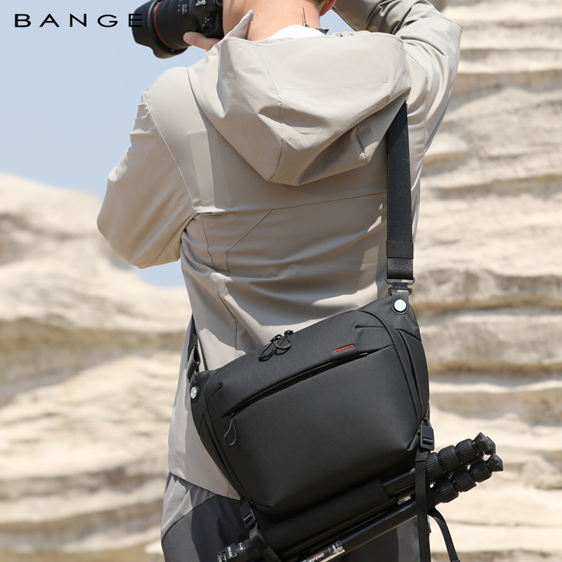 Muška DSLR crossbody torba — rekreacijski stil, filmski materijal, jednobojni uzorak, poliester podstava