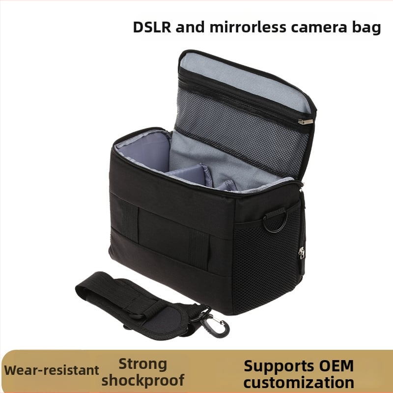Nagyméretű fényképezőgép-táska, három levehető rekeszes belsővel, kompatibil digitális SLR és mirrorless gépekkel, magas szilárdságú nylon anyag, ütéscsillapító bélés