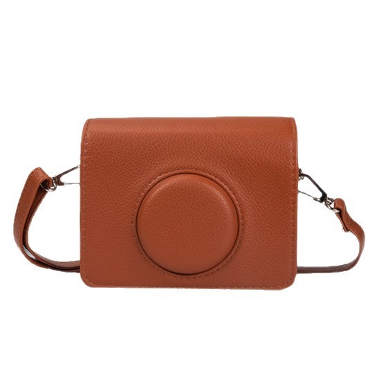 PU bőr Crossbody kameratáska SLR és tükör nélküli kamerákhoz, vállpánttal és poliészter béléssel