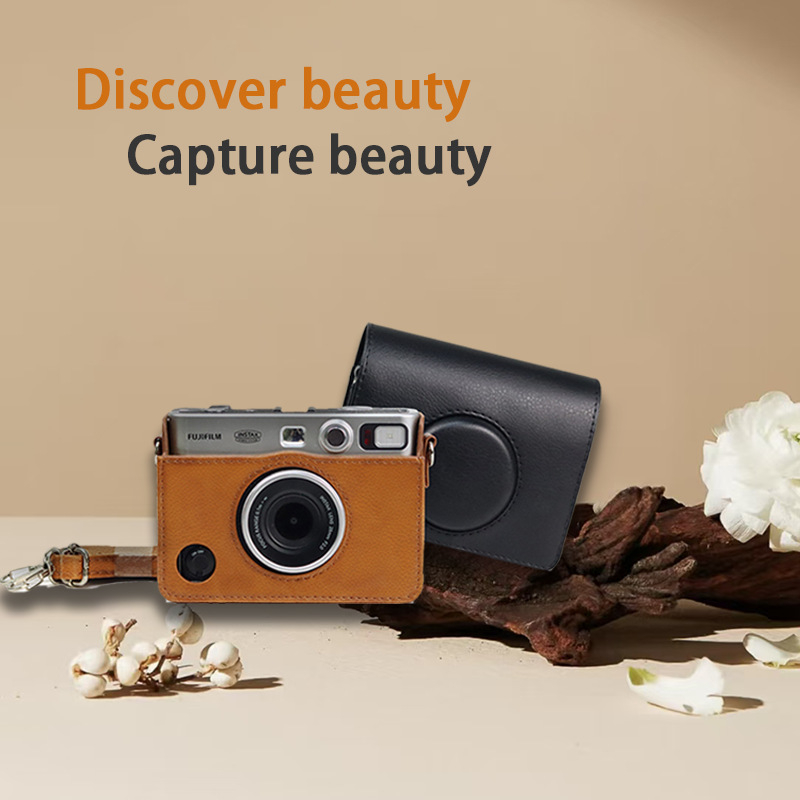 PU bőr Crossbody kameratáska SLR és tükör nélküli kamerákhoz, vállpánttal és poliészter béléssel