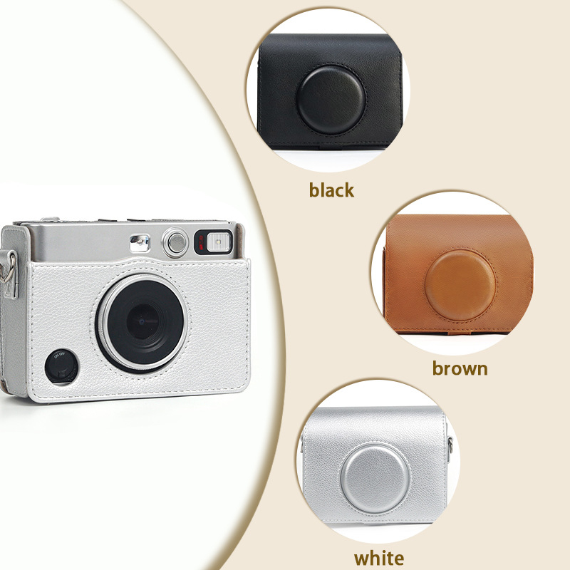 PU bőr Crossbody kameratáska SLR és tükör nélküli kamerákhoz, vállpánttal és poliészter béléssel