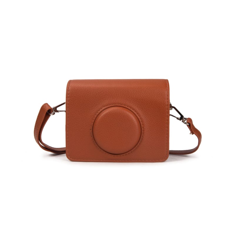 PU bőr Crossbody kameratáska SLR és tükör nélküli kamerákhoz, vállpánttal és poliészter béléssel