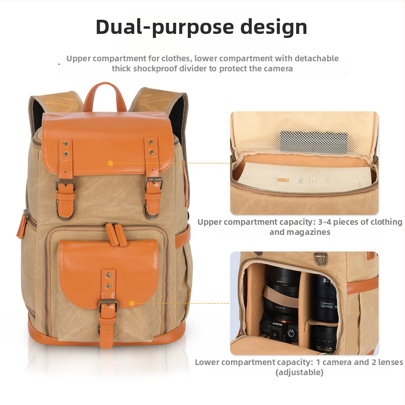 DSLR taška na exteriérovú fotografiu, plátená, nepremokavá a odolná voči opotrebeniu, zapínanie na zips, teleskopická rukoväť