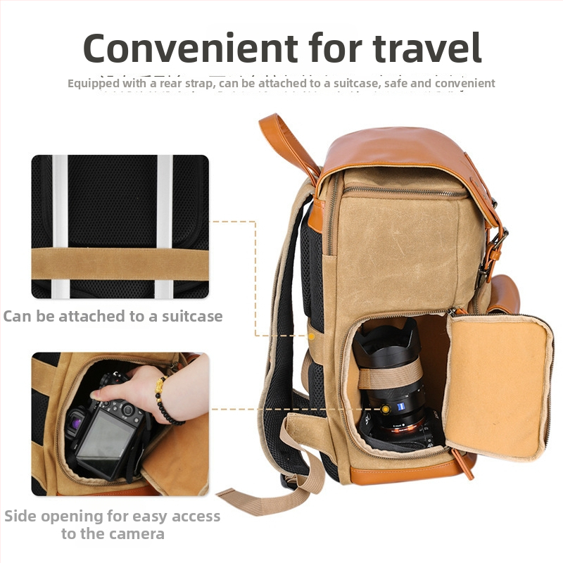 DSLR taška na exteriérovú fotografiu, plátená, nepremokavá a odolná voči opotrebeniu, zapínanie na zips, teleskopická rukoväť