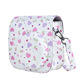 PU bőr szív alakú kameratáska Polaroid Mini12/11/9-hez, hordozható, szorosan illeszkedő védőtok flanel béléssel, 110 g