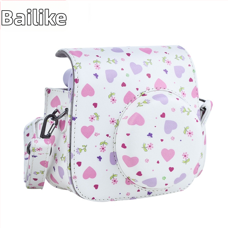 PU naha südamikujulise kujuga kaamera kott Polaroid Mini12/11/9 jaoks, kaasaskantav tihedalt kaitsev ümbris flaneliga voodriga, 110 g