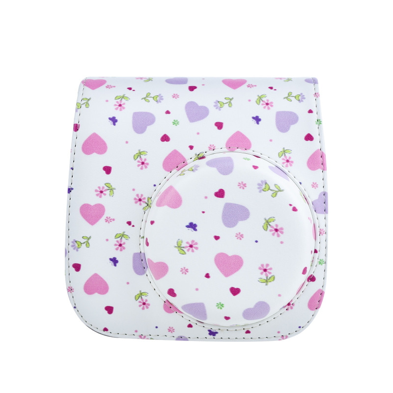 PU bőr szív alakú kameratáska Polaroid Mini12/11/9-hez, hordozható, szorosan illeszkedő védőtok flanel béléssel, 110 g