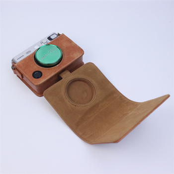 instax mini evo kameratáska, PU bőr, védő tok, vállon átvetős táska, flanel bélés