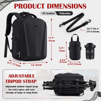 DSLR kamera táska, vízálló, EVA anyag, hátizsák stílus, poliészter bélés (vízálló, EVA anyag, hátizsák stílus, poliészter bélés)