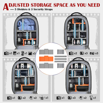 DSLR kamera táska, vízálló, EVA anyag, hátizsák stílus, poliészter bélés (vízálló, EVA anyag, hátizsák stílus, poliészter bélés)