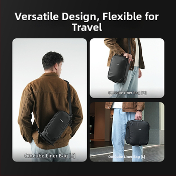 Geantă internă Om Cube pentru cameră cu curea crossbody – 5.5 L, material 420D, compatibilă cu 1 aparat + 2 obiective, 0.448 kg, căptușeală EVA cu protecție la șocuri
