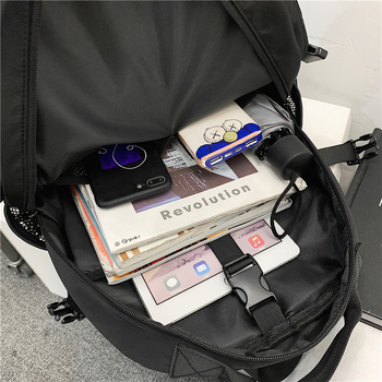 Iskolai hátizsák Koreai Harajuku Ulzzang stílusban, modell 9372, kapacitás 20–35 L, nylon, vízálló, 14 hüvelykes laptop-zseb