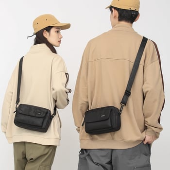 Geantă crossbody pentru bărbați, stil stradal, din nailon, impermeabilă, compartiment interior cu căptușeală din nailon