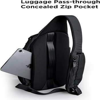 Geantă crossbody pentru bărbați, cu buzunar pentru cameră, ultraușoară, din poliester, formă trapezoidală dreaptă, închidere magnetică