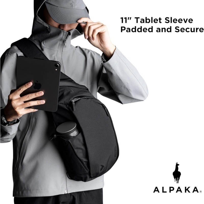 Geantă crossbody pentru bărbați, cu buzunar pentru cameră, ultraușoară, din poliester, formă trapezoidală dreaptă, închidere magnetică