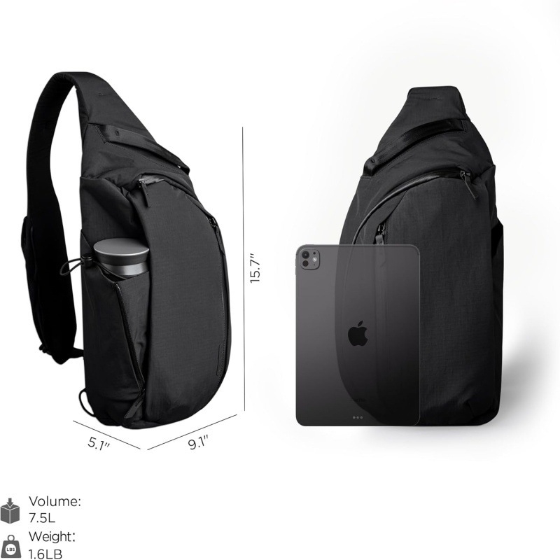 Geantă crossbody pentru bărbați, cu buzunar pentru cameră, ultraușoară, din poliester, formă trapezoidală dreaptă, închidere magnetică