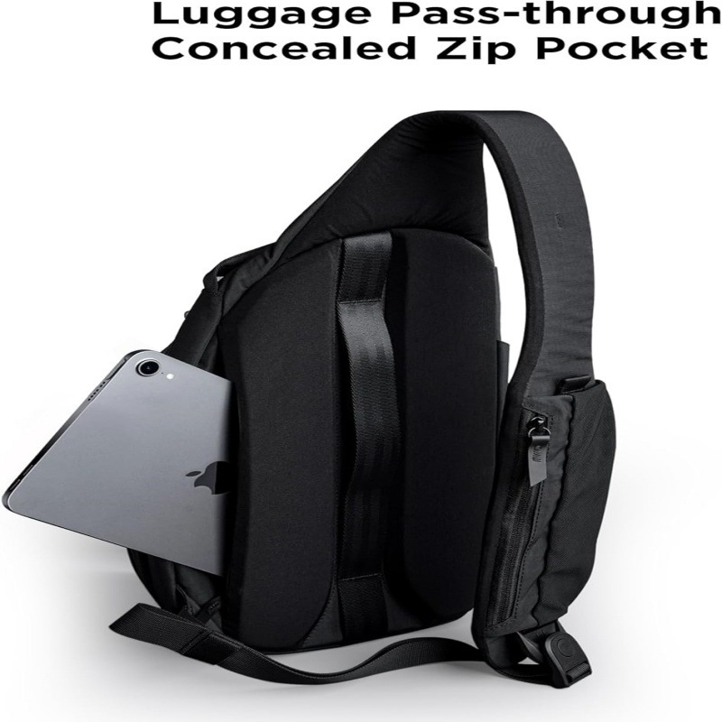 Geantă crossbody pentru bărbați, cu buzunar pentru cameră, ultraușoară, din poliester, formă trapezoidală dreaptă, închidere magnetică