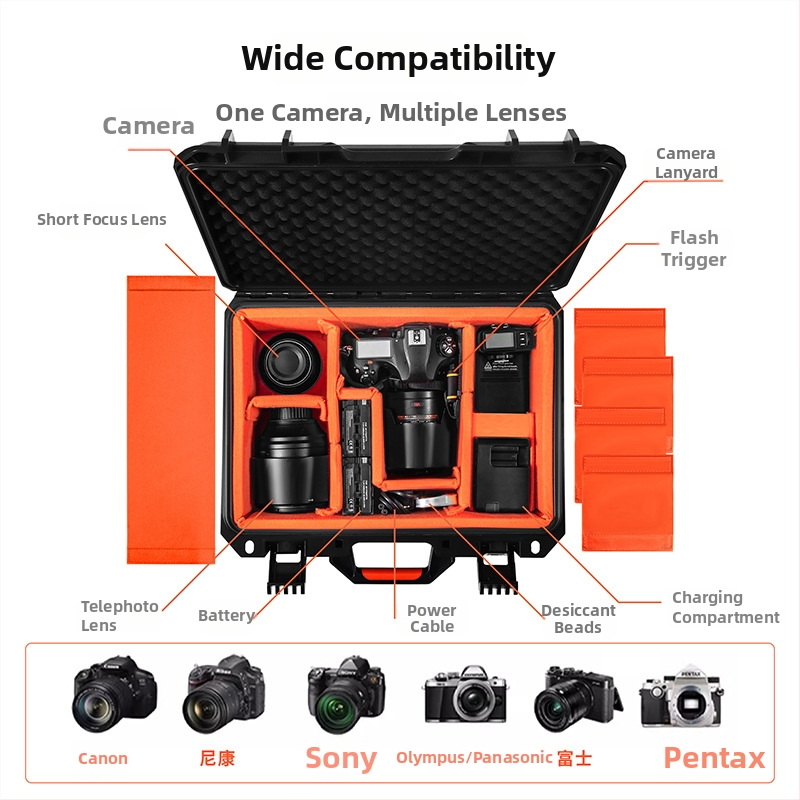 STARTRC vlhkotesneodolná úložná skrinka pre SLR fotoaparáty a objektívy, 30L, PP materiál, IP67 vodeodolné, uzamykateľné, sametová výstelka, pre Sony/Canon/Nikon/Fuji DSLR