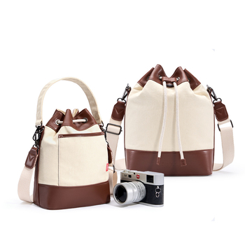 Geantă din pânză pentru camere SLR și camere fără oglindă, cu curea de umăr curbată — impermeabilă, căptușeală din pânză, design compact