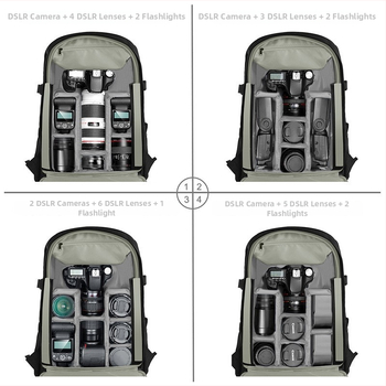 Puluz Fat Cow fotóstáska DSLR-hez és Ronin-SC-hez, vízálló Oxford poliészterből, univerzális kompatibilitás, mindennapi használatra, tömeg 960 g, tartalmaz esővédőt