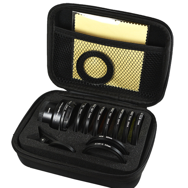 F-TZ52 Усъвършенстван комплект обективи за мобилен телефон: широкоъгълни и макро обективи, CPL поляризатор, градиентни филтри, сложими филтри