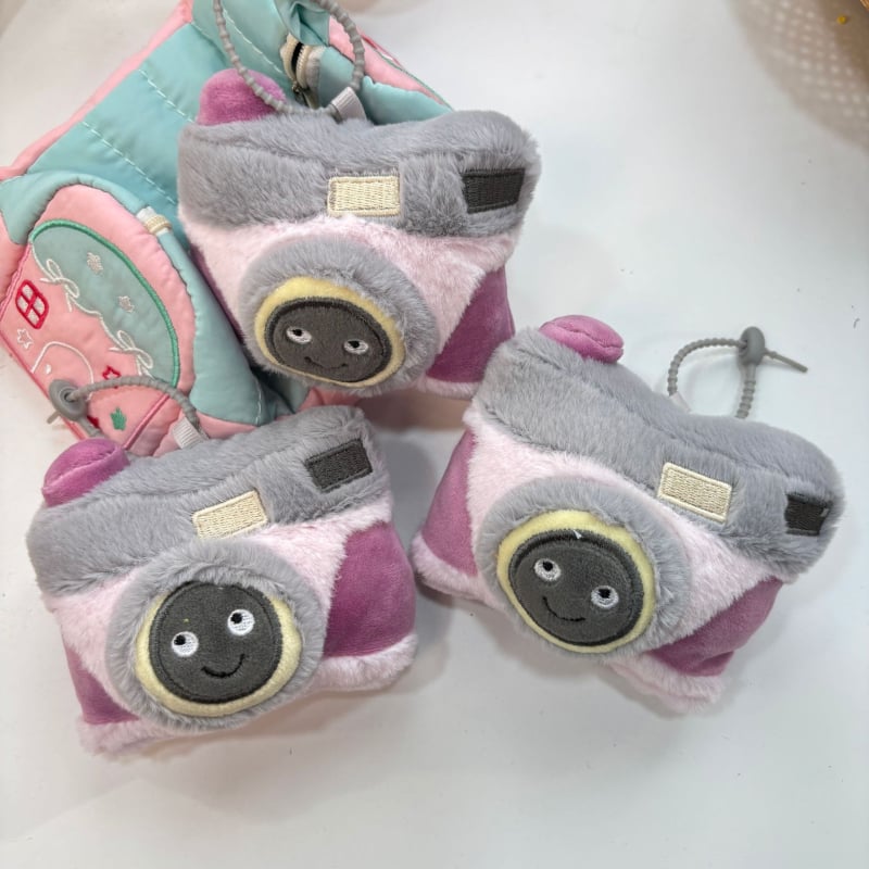 Figurină pluș cu lanț de chei și cameră, pluș scurt, umplutură PP bumbac, pentru vârsta 7–14