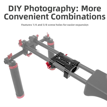 DSLR dviejų skylių vamzdinė laikiklis pan/tilt pagrindas, bendras suderinamumas, aliuminio lydinys, 230 g, išleidimo data 2020-07, įtraukti greito atpalaidavimo plokštė, slydimo bėgis, fokusavimas, rabbit cage rinkinys