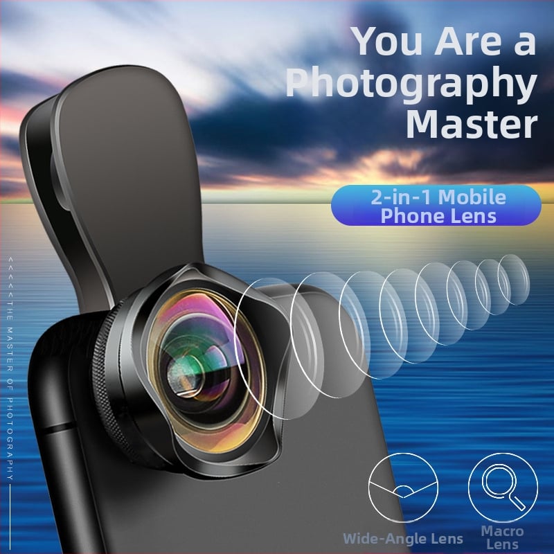 Dayleer Universal външен обектив за смартфони — 2-в-1 широкоъгълен и макро комплект, универсална съвместимост