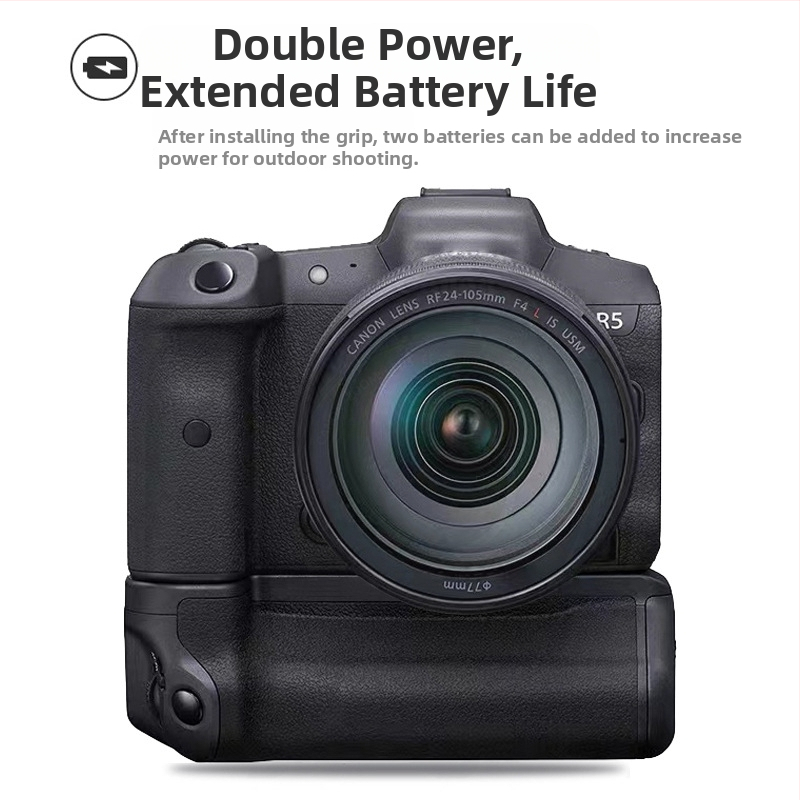 RINGTEAM BG-R10 Akumulatora rokturis Canon EOS R5/R6/R5C ar vertikālo kontroli un uzlabotu akumulatora darbības laiku