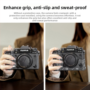 Cwatcun kožený puzdro na SLR fotoaparát – materiál Super vlákno, ultra ľahké, ergonomický zadný panel, kompatibilný s XT5/XT30II
