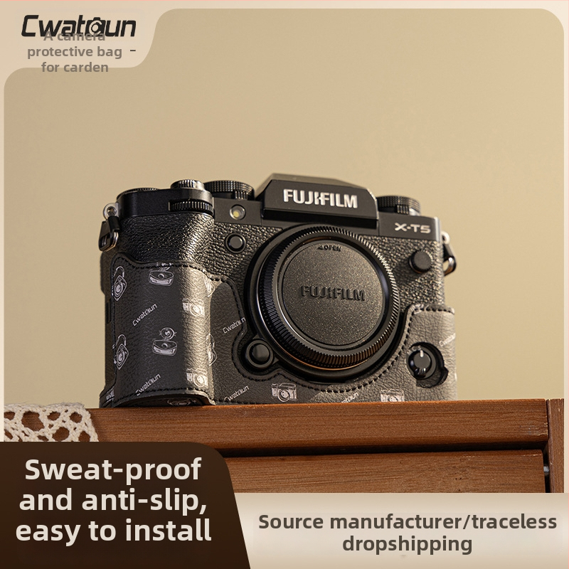 Cwatcun kožený puzdro na SLR fotoaparát – materiál Super vlákno, ultra ľahké, ergonomický zadný panel, kompatibilný s XT5/XT30II