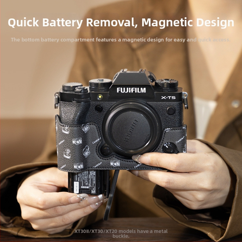 Cwatcun kožený puzdro na SLR fotoaparát – materiál Super vlákno, ultra ľahké, ergonomický zadný panel, kompatibilný s XT5/XT30II