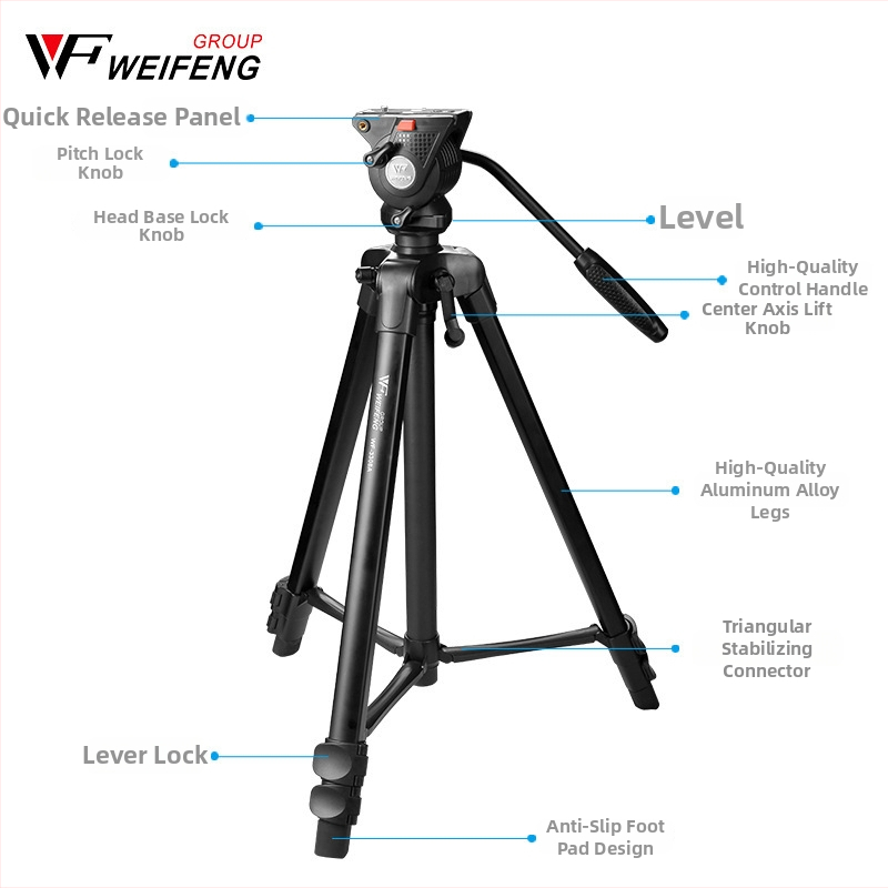 Weifeng WF-3308A statív pre DSLR s 3D PTZ hlavou, hliníková zliatina, 3-segmentové nohy, rýchloupínacia platňa, hmotnosť 2,16 kg
