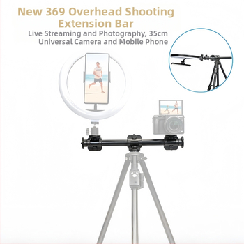 Junrun 369 Komplet hlavíc statívu pre overhead fotografovanie so smartfónmi a kamerami, 1/4-inch závit, kovová konštrukcia, nosnosť 2–5 kg