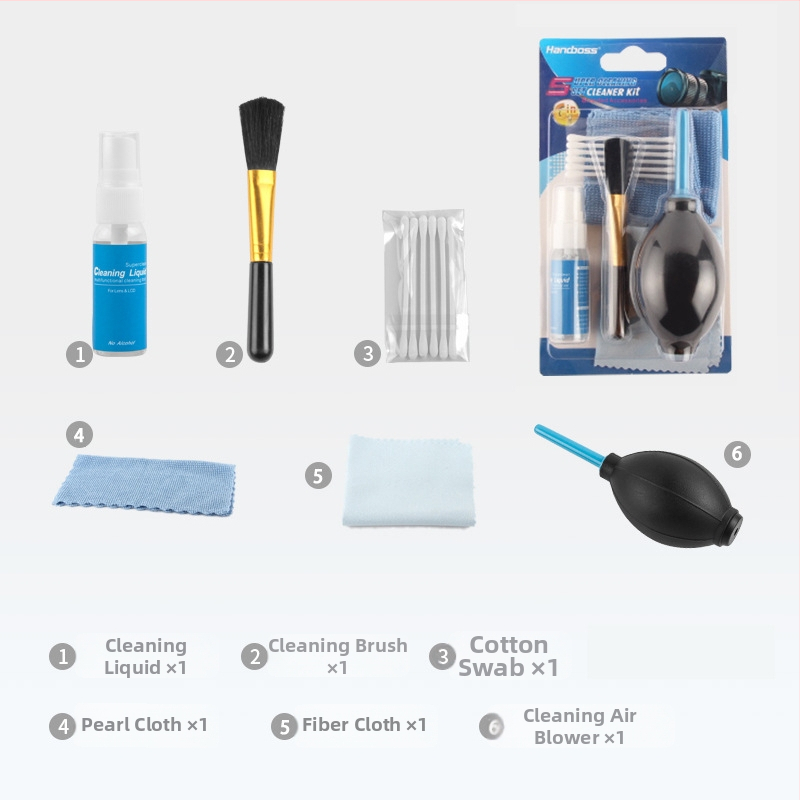 HABER Kameras un objektīva tīrīšanas komplekts — 6-1 tīrīšanas komplekts ar deterdentu, piemērots kamerai, objektīvam, SLR un digitālajām ierīcēm