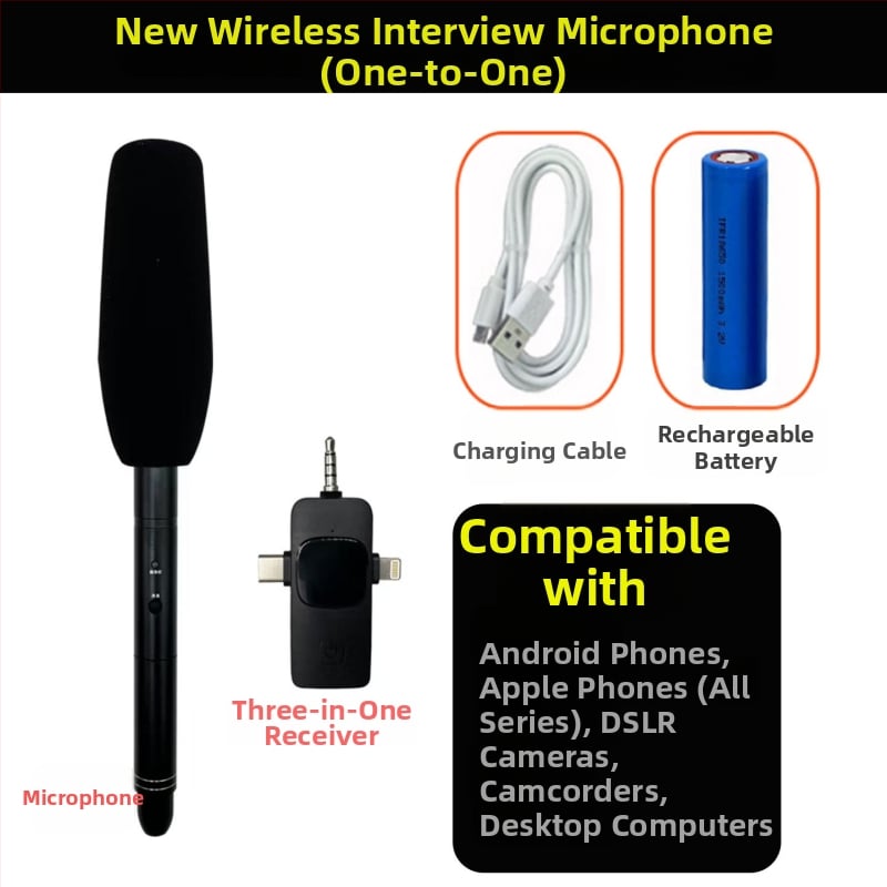 Microfon profesional de înregistrare pentru interviuri - cardioid, cu fir, autonomie a bateriei 12 ore sau mai mult, SNR ≥85 dB, Model C01