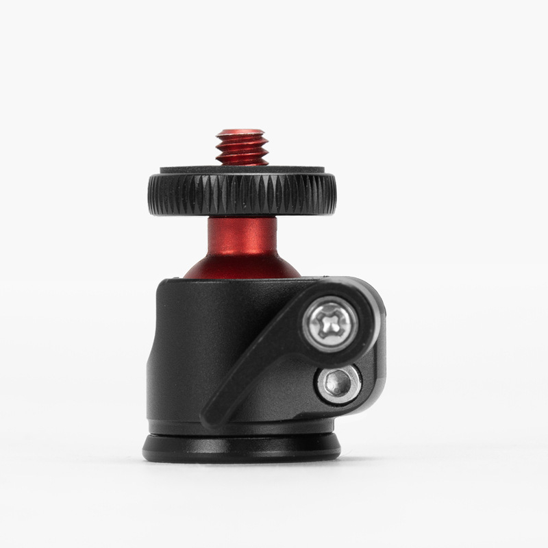 Mini rutulio galva trikojui iš aliuminio lydinio, 360° horizontali sukimas ir 90° vertikalus pakreipimas, 1/4-inch sriegis, svoris 34 g