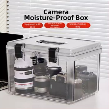 Cutie de depozitare rezistentă la umezeală cu încuietoare pentru obiective SLR, cutie portabilă de uscare, ABS plastic, 11L
