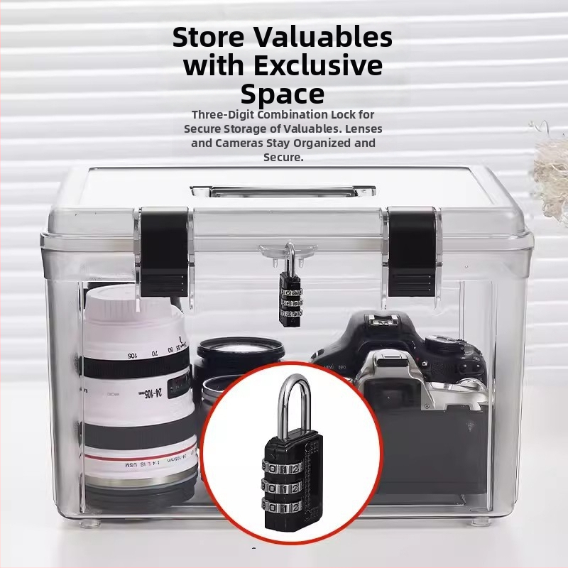 Cutie de depozitare rezistentă la umezeală cu încuietoare pentru obiective SLR, cutie portabilă de uscare, ABS plastic, 11L