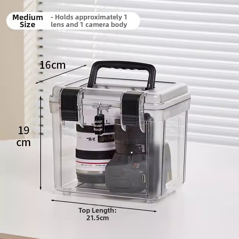 Cutie de depozitare rezistentă la umezeală cu încuietoare pentru obiective SLR, cutie portabilă de uscare, ABS plastic, 11L