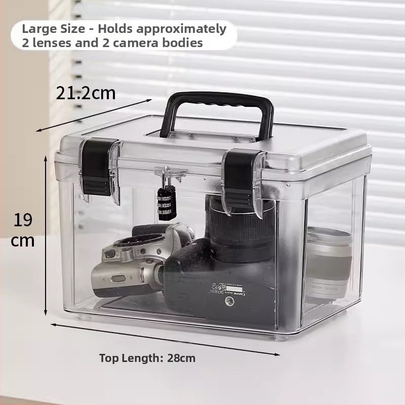 Cutie de depozitare rezistentă la umezeală cu încuietoare pentru obiective SLR, cutie portabilă de uscare, ABS plastic, 11L
