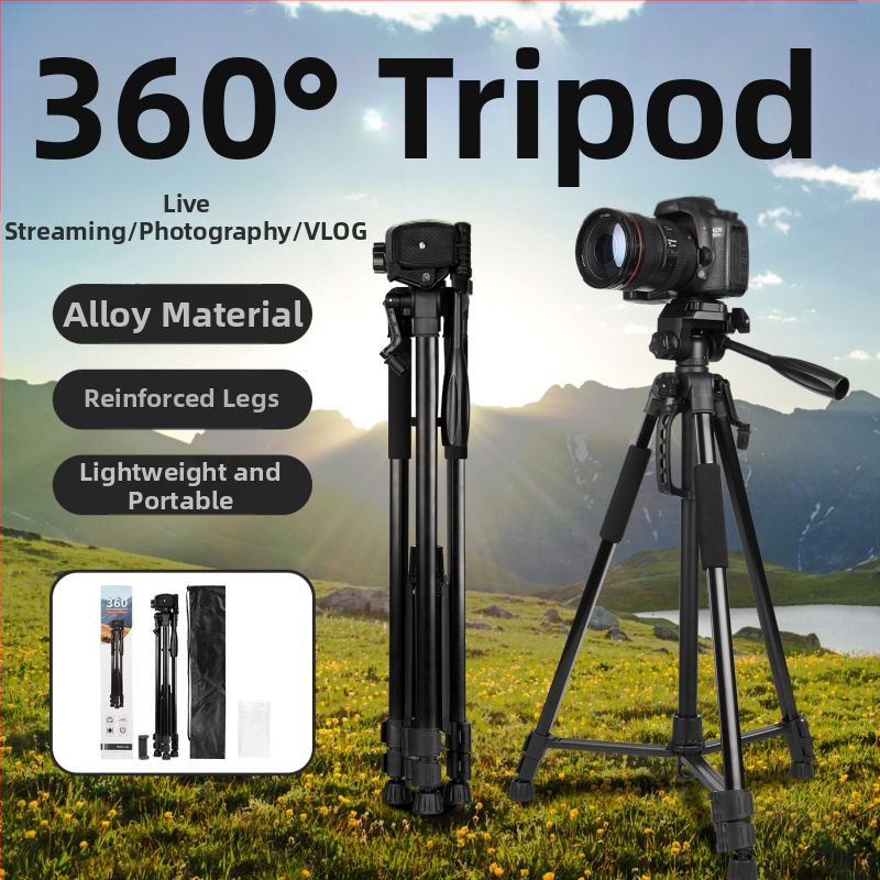 360° kamera statív z hliníkovej zliatiny s 3D gimbalom pre DSLR/MILC a smartfón – 4 časti, zaťaženie 2–5 kg, rýchloupínacia platňa