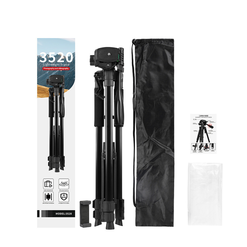 Τρίποδο κάμερας από κράμα αλουμινίου με 3D γιμπάλ για DSLR/MILC και smartphone – 4 τμήματα, φορτίο 2–5 kg, κεφαλή γρήγορης απελευθέρωσης